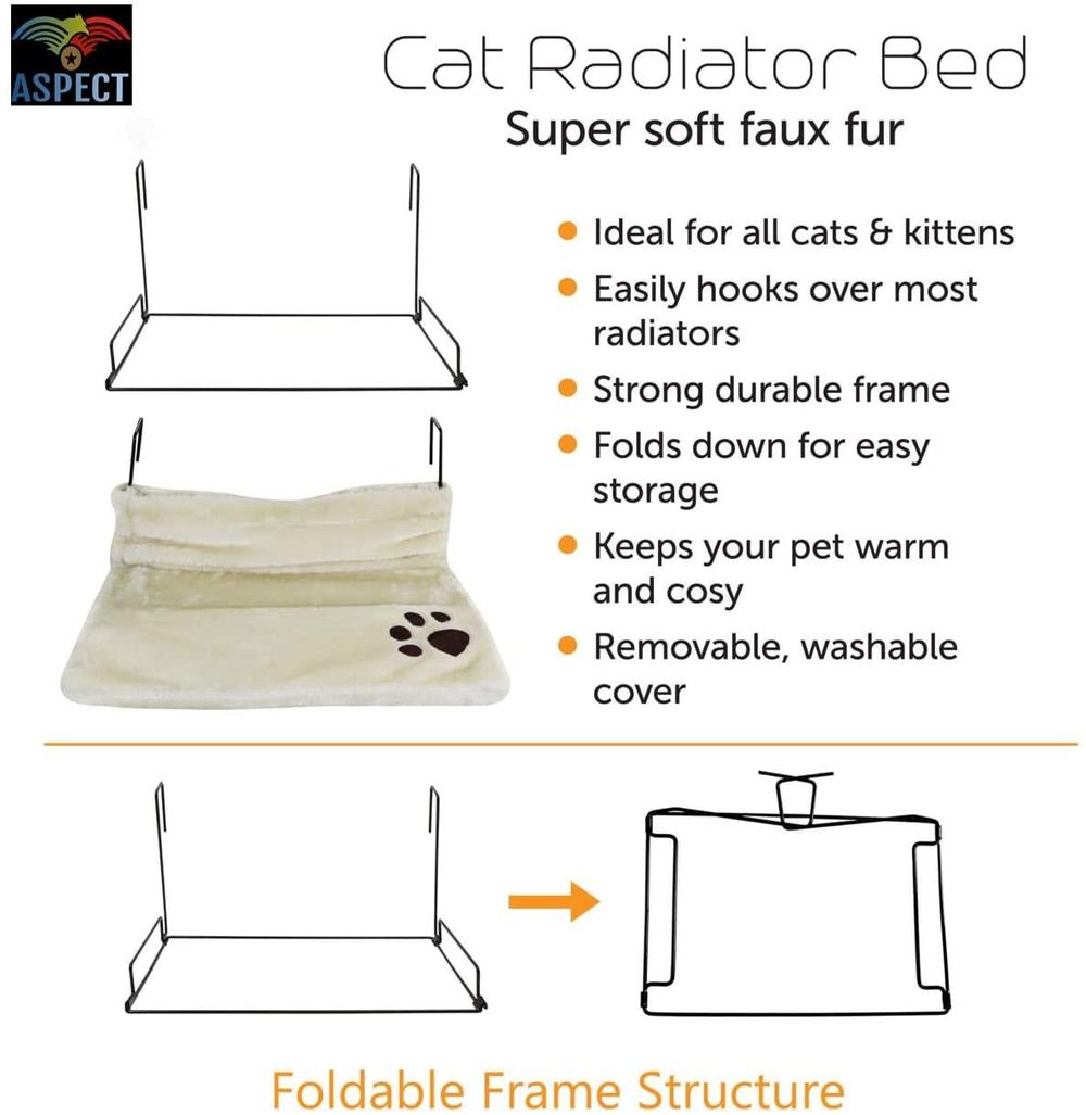 Cat Radiator Soft Faux Fur Bed - Cream