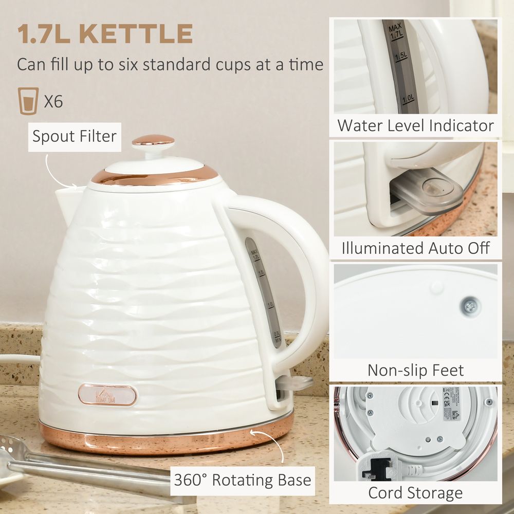 Kettle and Toaster Set 1.7L Rapid Boil Kettle & 4 Slice Toaster White