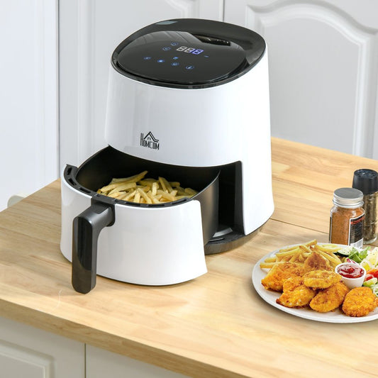 Digital Air Fryer, 1300W 2.5L Rapid Air Circulation, Timer and Nonstick - White