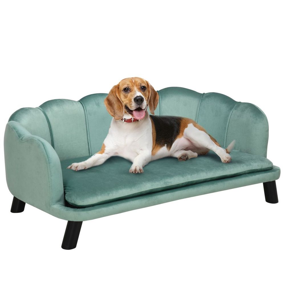 Dog Sofa, Pet Couch Bed for Medium, Large Dogs with Legs, Cushion - Green