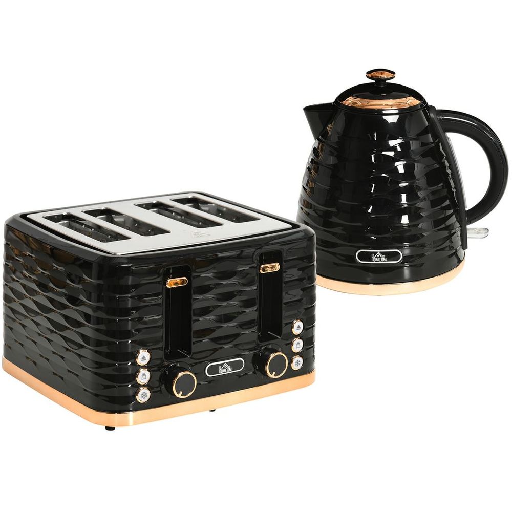 Kettle and Toaster Set 1.7L Rapid Boil Kettle & 4 Slice Toaster - Black