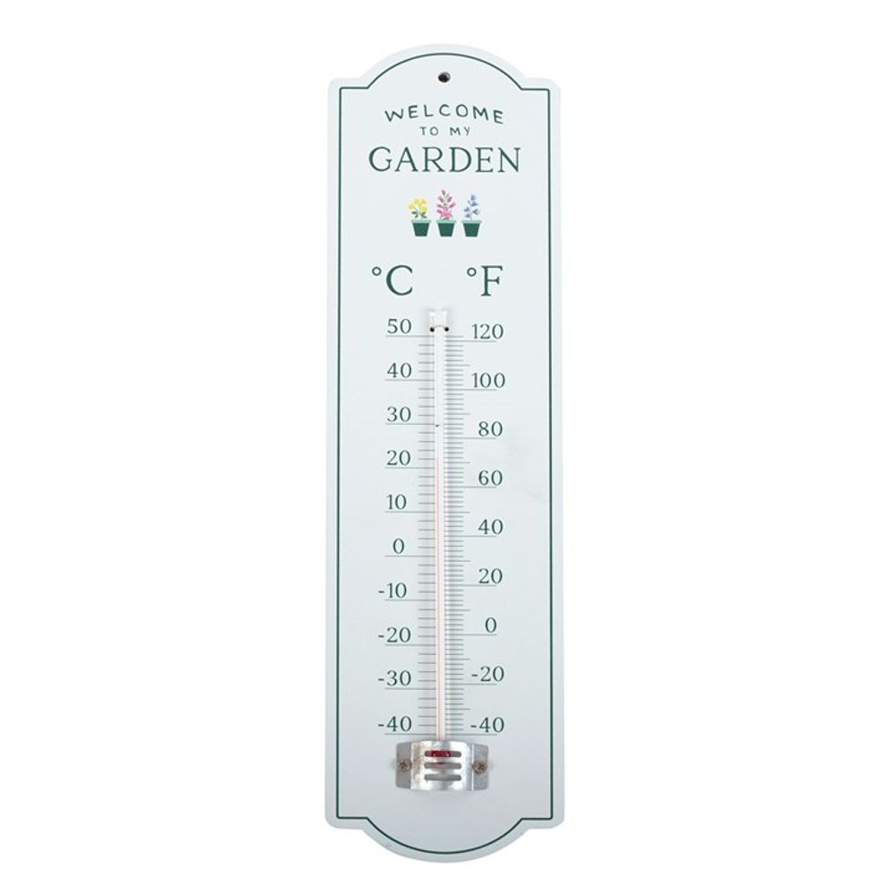 Welcome to My Garden Metal Wall Thermometer