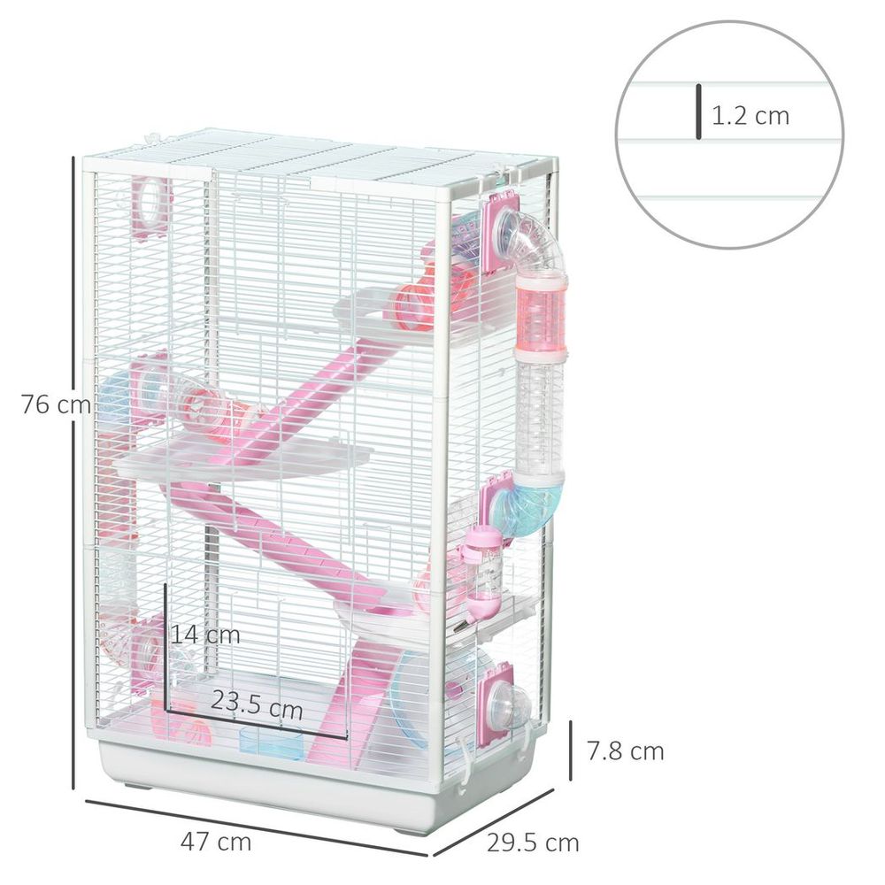 Hamster Cage with Tubes, Gerbilarium Cage with Detachable Bottom and Ramps