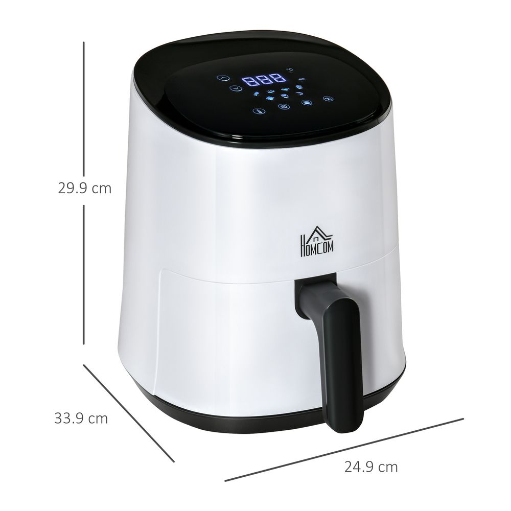 Digital Air Fryer, 1300W 2.5L Rapid Air Circulation, Timer and Nonstick - White