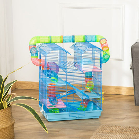 5 Tiers Hamster Cage Animal Travel Carrier Habitat with Accessories