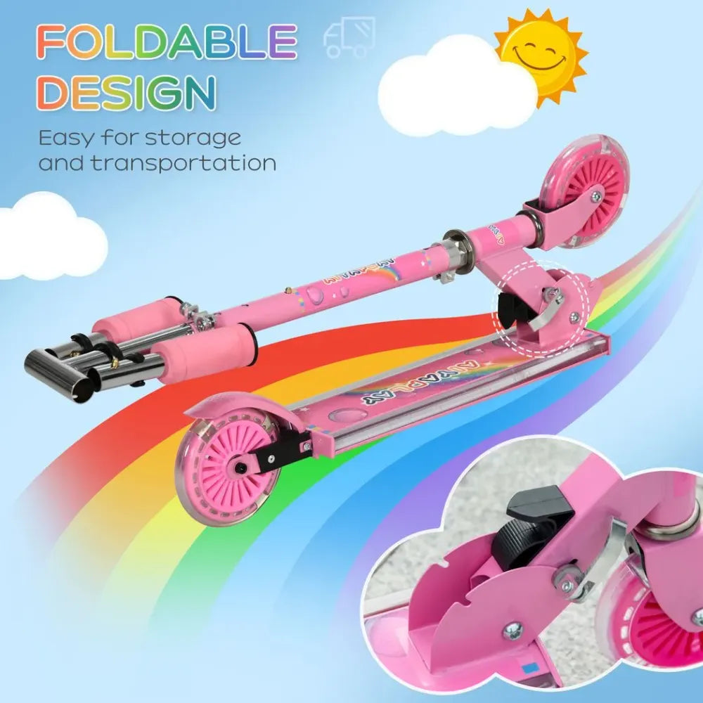 Scooter for Kids Ages 3-7 With Lights and Music. Adjustable Height, Folding Frame - Pink