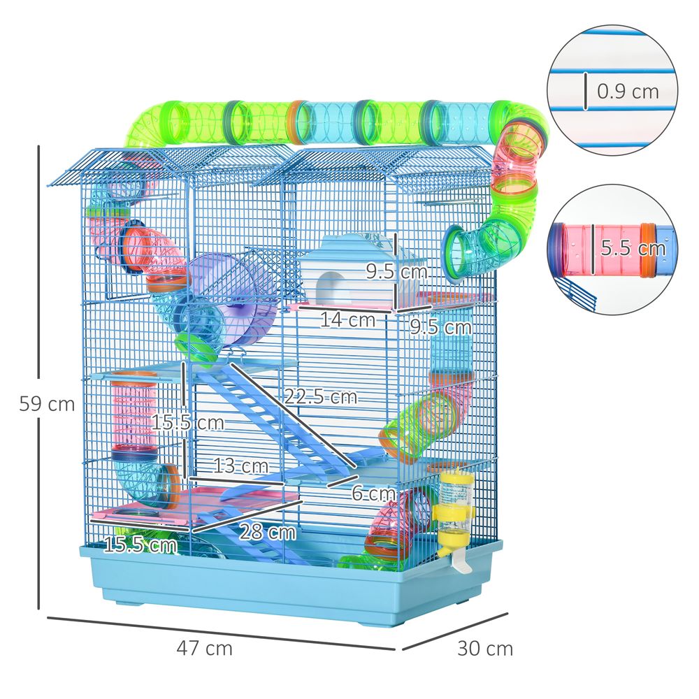 5 Tiers Hamster Cage Animal Travel Carrier Habitat with Accessories