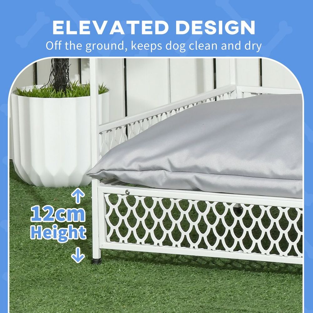 Raised Dog Bed with Water-Resistant Canopy, Soft Cushion, for Medium Dogs