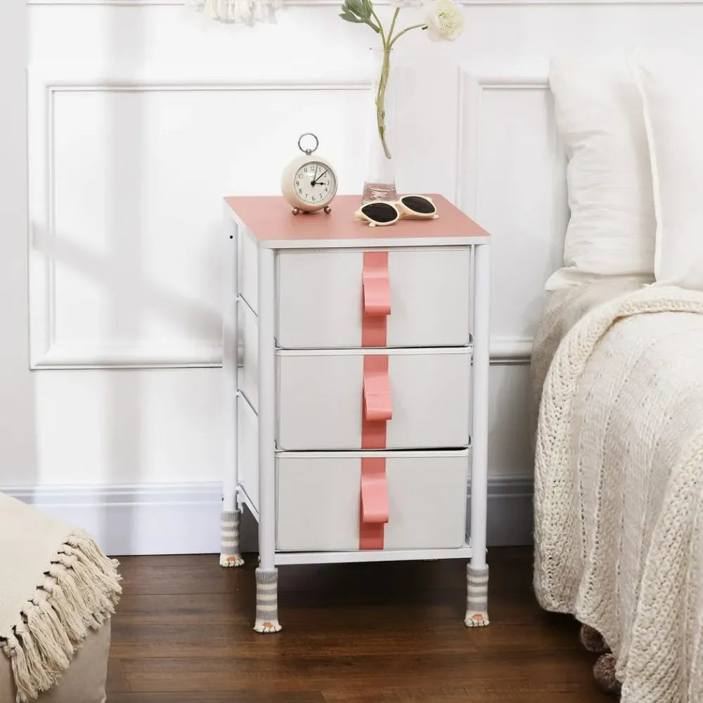 Chest of Cloth Drawers with 3 Fabric Drawers, Metal Frame. Nursery Room