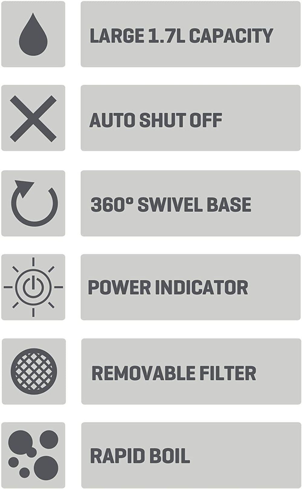 Daewoo 1.7L Stainless Steel Housing On/Off Switch Light Indicator Control Cordless Design