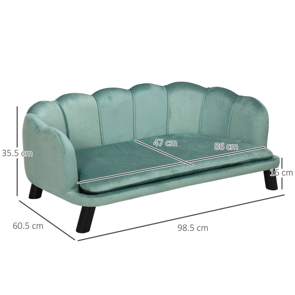 Dog Sofa, Pet Couch Bed for Medium, Large Dogs with Legs, Cushion - Green