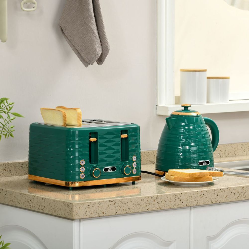 Kettle and Toaster Set 1.7L Rapid Boil Kettle & 4 Slice Toaster - Green