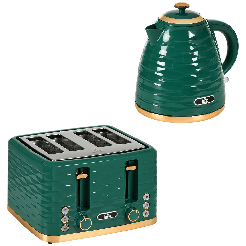 Kettle and Toaster Set 1.7L Rapid Boil Kettle & 4 Slice Toaster - Green